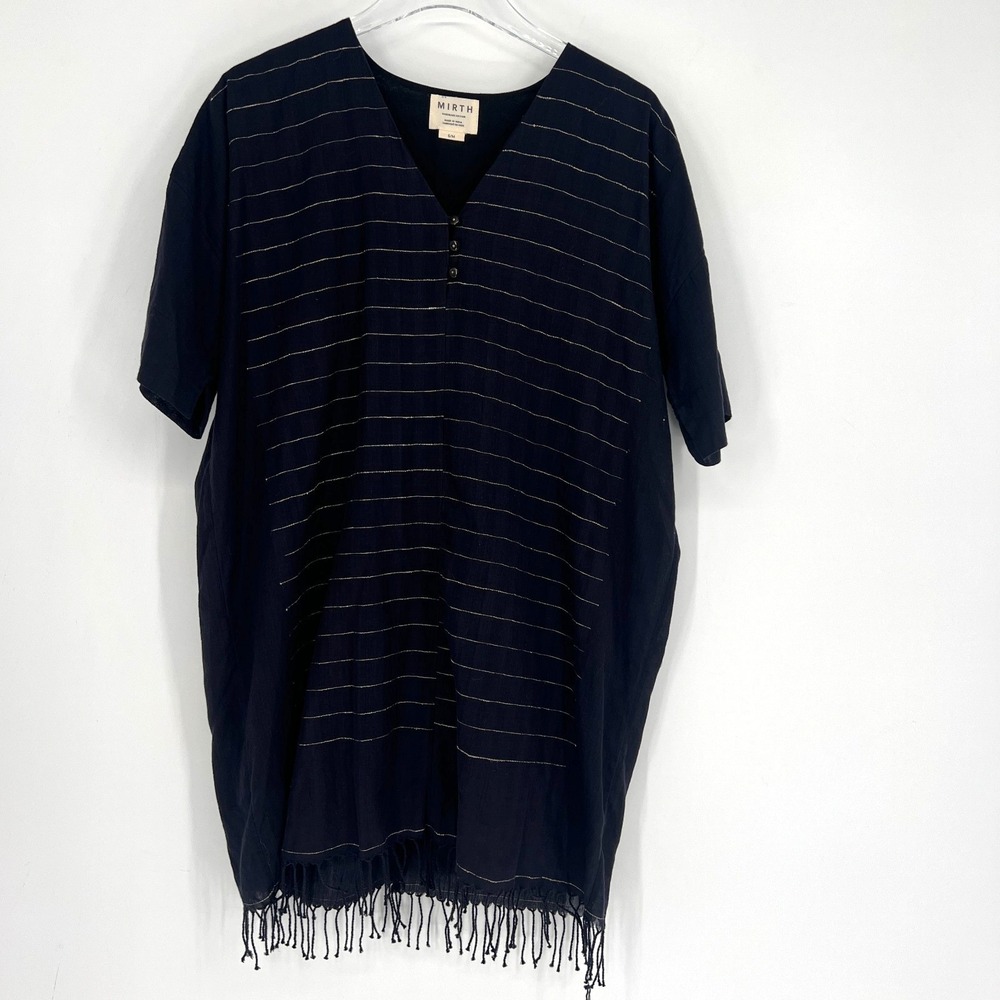 Mirth‎ Dress Womens S/M Striped Tassel Boho Peasant Relaxed Boxy Handmade